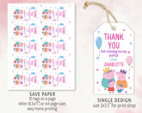 Peppa Pig Thank you tag Template | Editable | Printable | Instant Download
