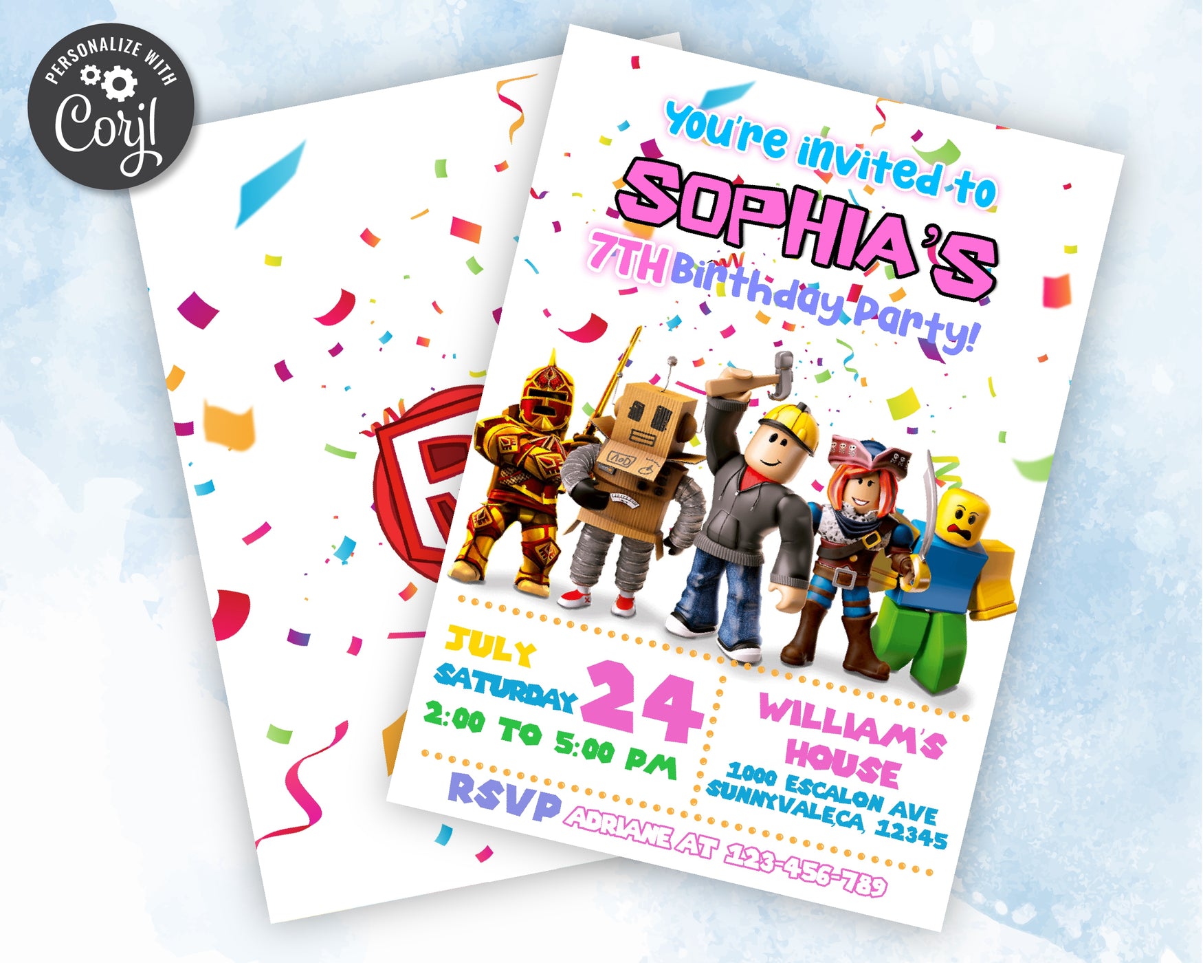 Roblox Birthday Invitation for Girls with Photo – Easy Inviting