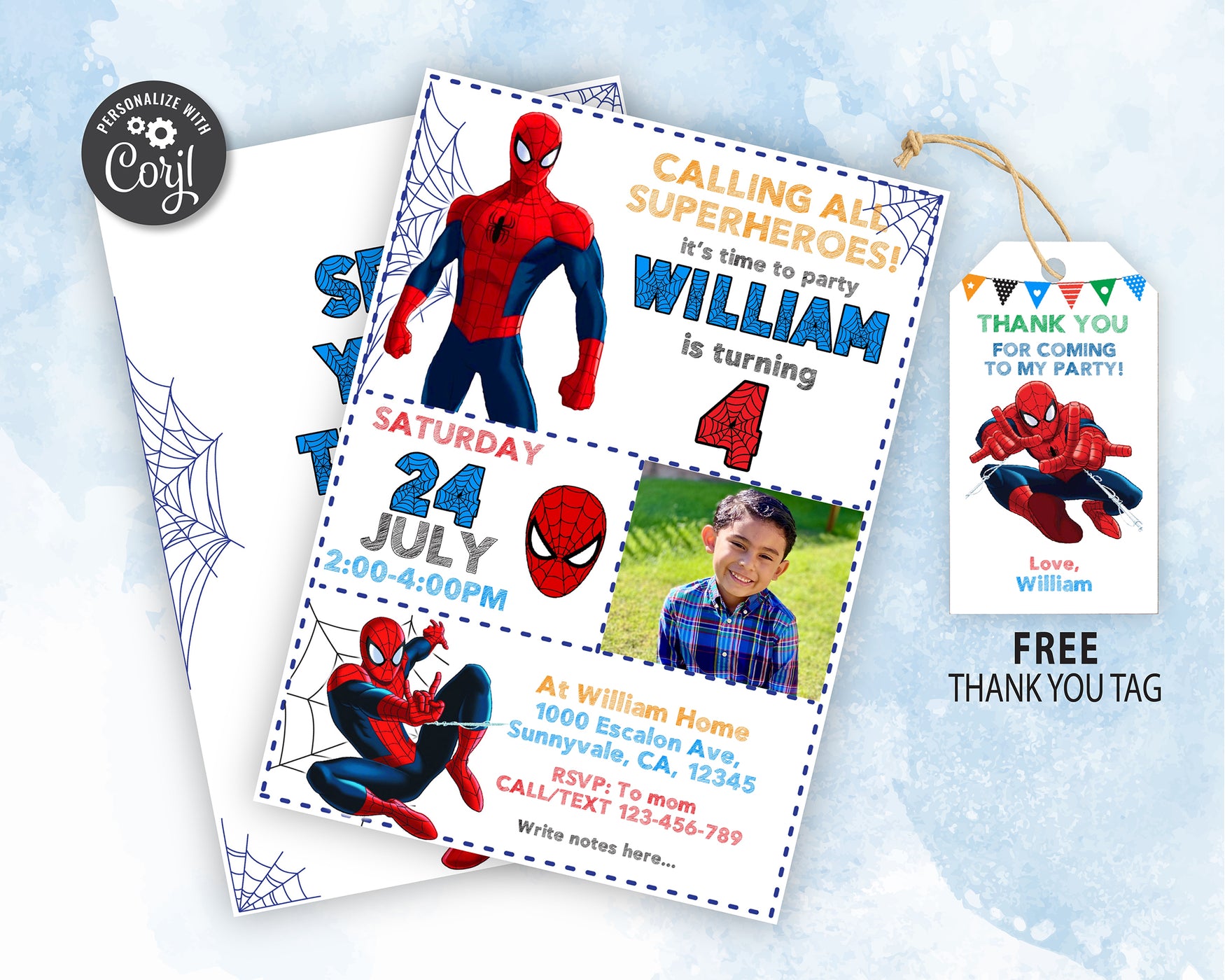 Editable Spiderman Birthday Invitation Template, Printable Birthday Party  Invitation, Digital Kids Party Invite Template, Spiderman Card, 