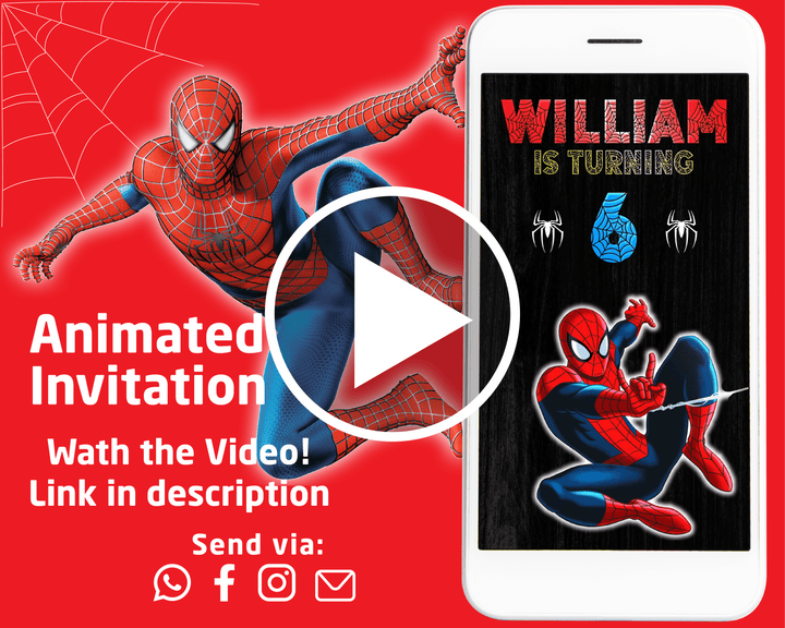 Spiderman Birthday Video Invitation | Spiderman Animated Invitation - kidszoneparty