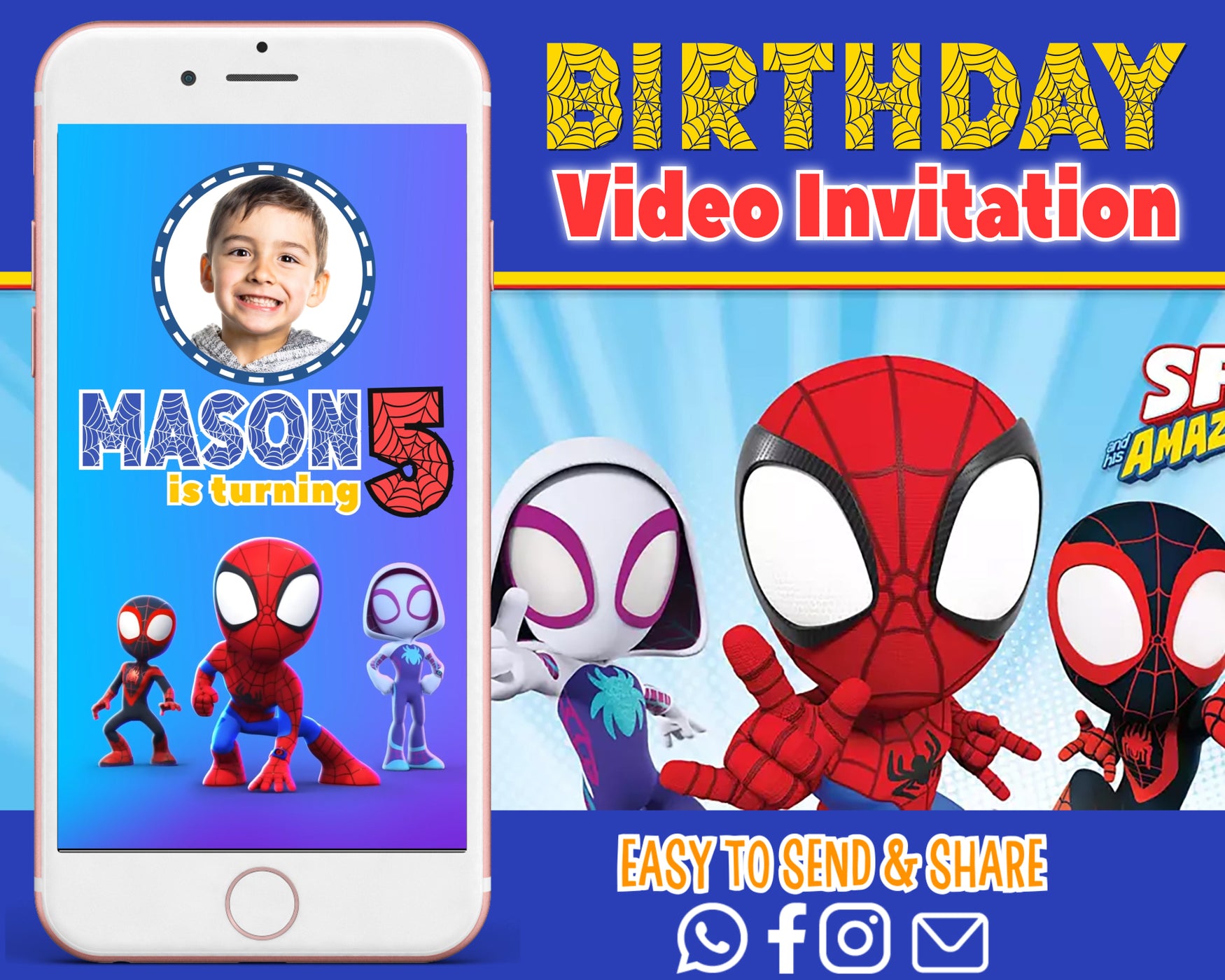 Spidey and his amazing friends birthday Animated video invitation