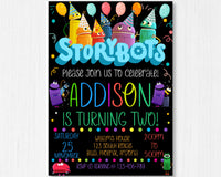 StoryBots Birthday Invitation | Beep, Bing, Bang, Boop, & Bo | Team 341B | Digital Printable Birthday Party Invitation
