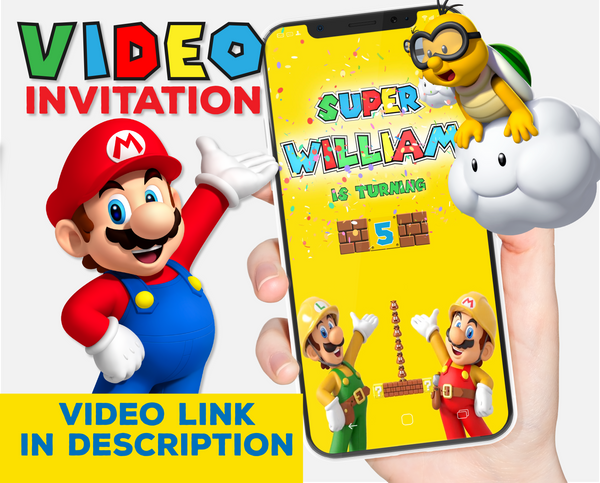 Super Mario Birthday Video Invitation | Super Mario Animated Invitation