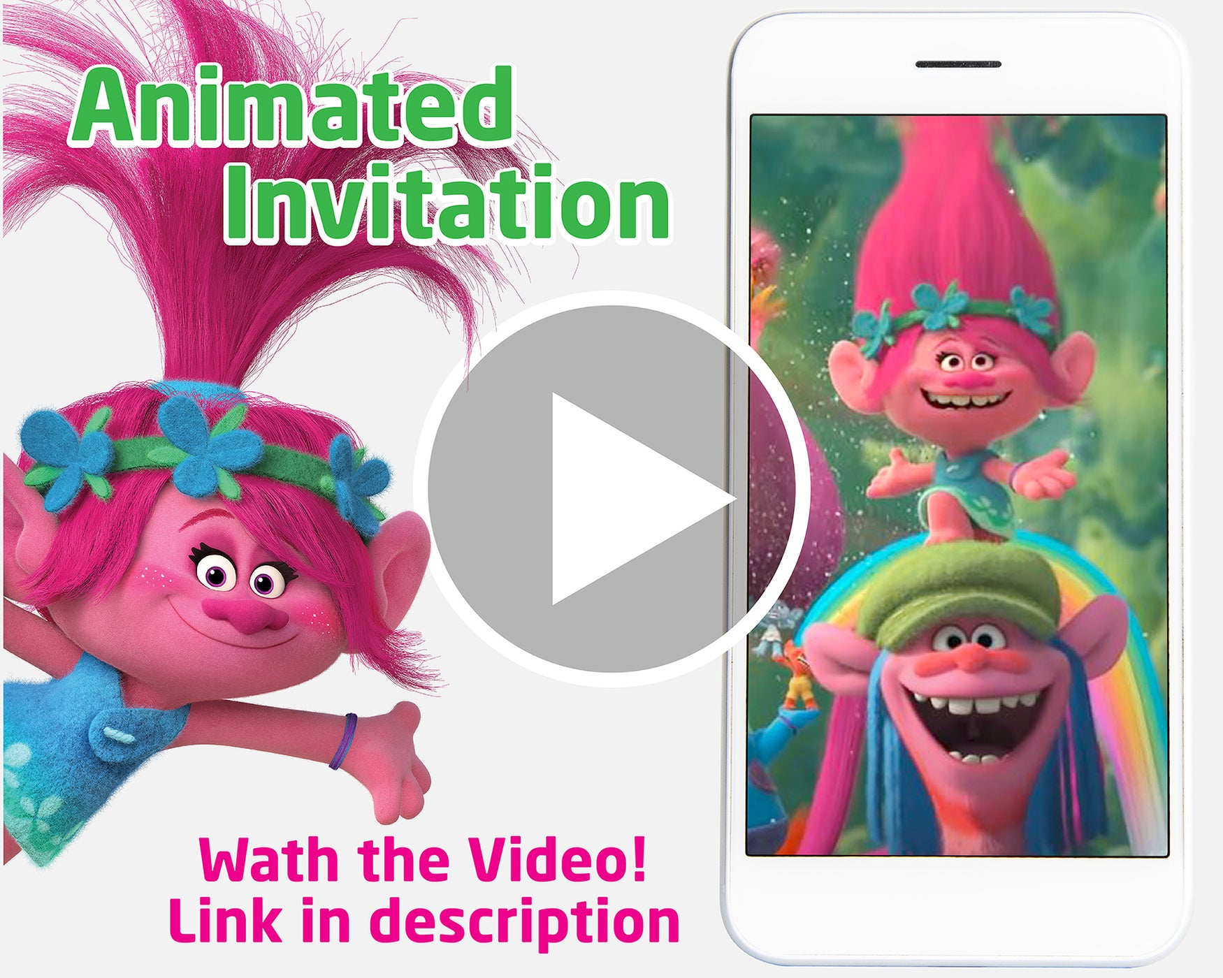 Trolls Birthday Video Invitation | Trolls Animated Invitation