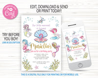 Under the Sea Birthday Invitation Template | Editable | Printable | Instant Download
