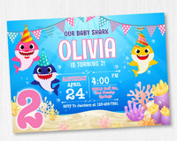 Baby Shark Birthday Invitation Template  | Editable | Printable | Instant Download
