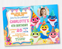 Baby Shark Birthday Invitation Template With Photo | Editable | Printable | Instant Download
