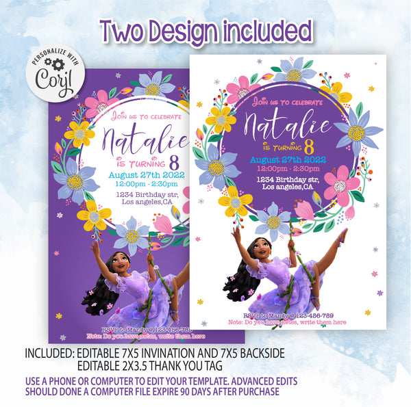 Isabela Birthday Invitation Template | Encanto Birthday Invitation Editable | Printable | Instant Download