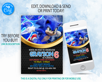Sonic Birthday Invitation Template | Free Thank you tag | Editable | Printable | Instant Download
