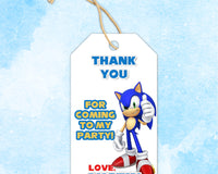Sonic Thank you tag Template | Editable | Printable | Instant Download
